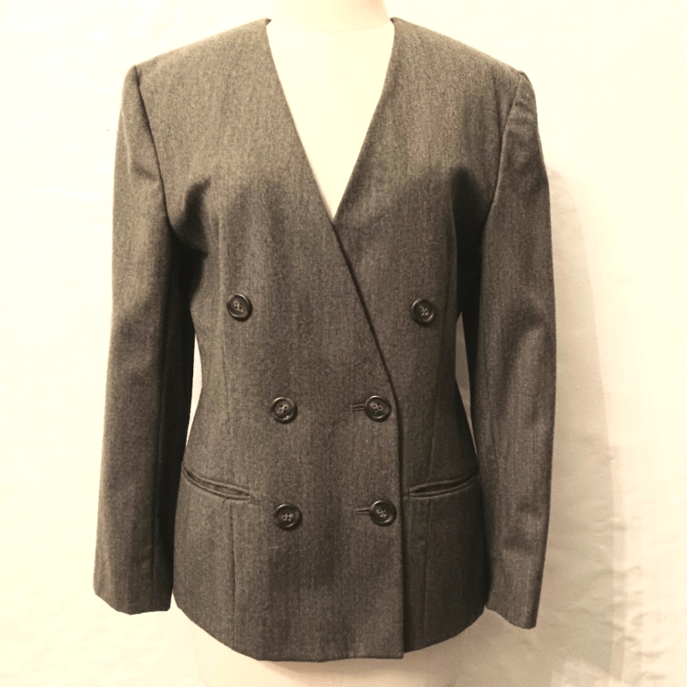 Vintage Double-Breasted Wool Blazer. Jh Collectibles. Size 6.